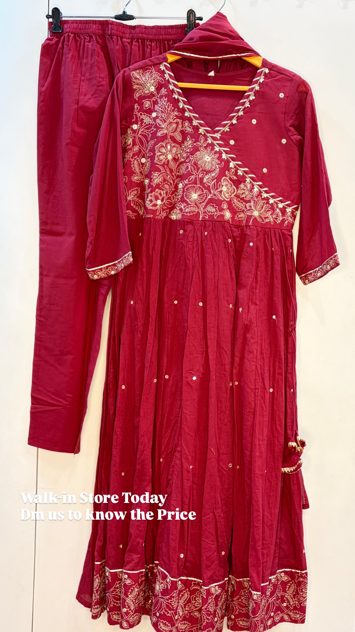 Cotton Anarkali with embroidery