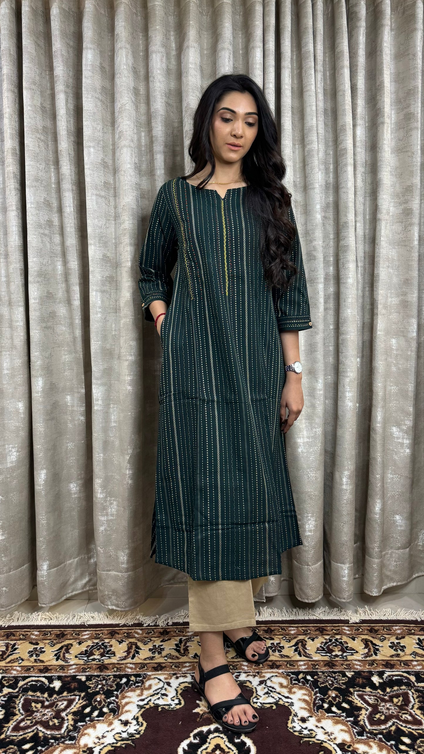 Olive green Handloom Pant Pair