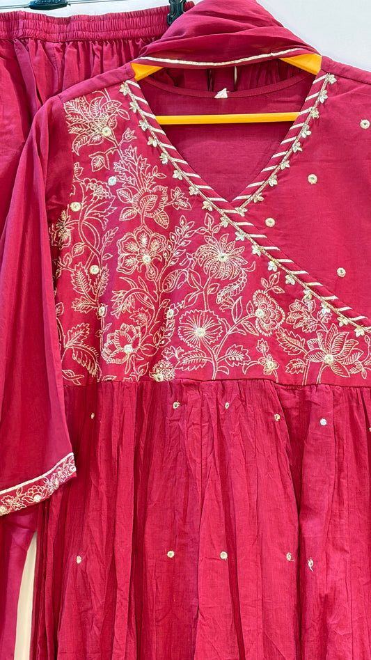 Cotton Anarkali with embroidery