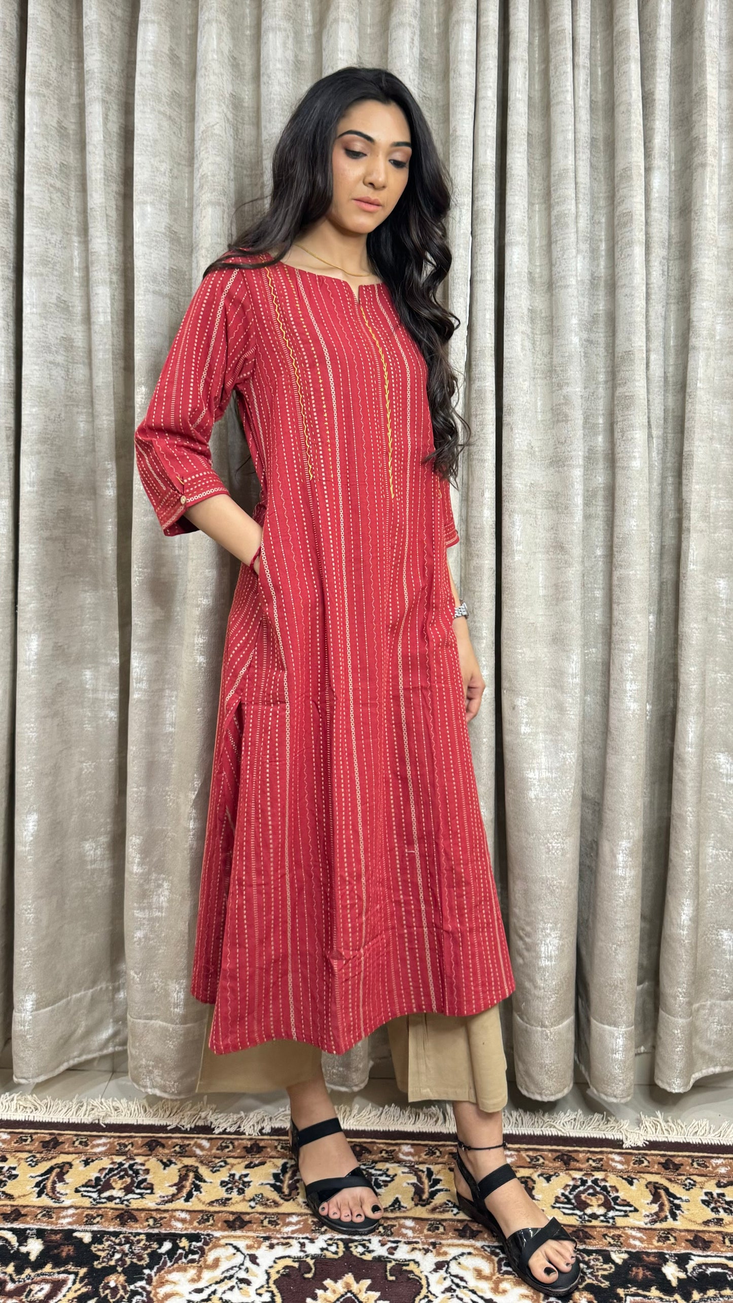 Maroon Handloom Pant pair