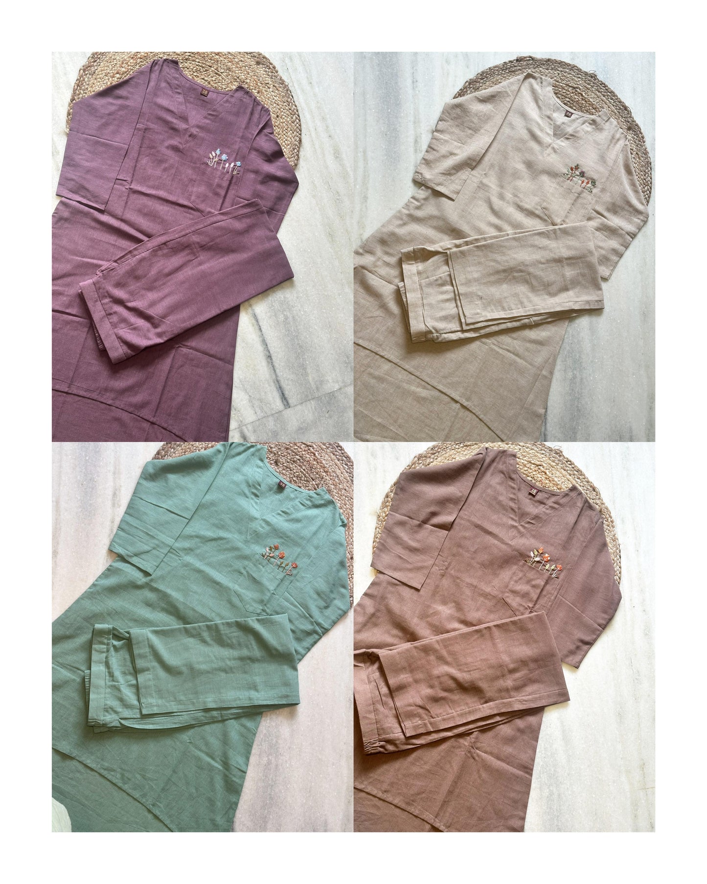 Linen Cotton Pocket work Co-ord Set